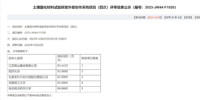 捷报！中标结果公示